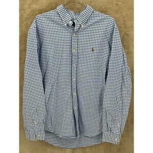 Ralph Lauren Shirt Mens XL Gingham Button Up Long Sleeve 100% Cotton Preppy Work